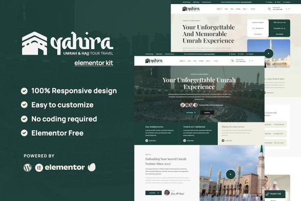 Download Qahira - Umrah & Hajj Tour Travel Elementor Template Kit