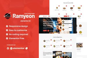 Download Ramyeon - Korean Restaurant Elementor Template Kit