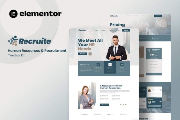 Download Recruite - Human Resources & Recruitment Elementor Template Kit