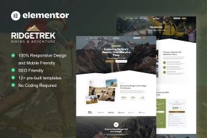 Download RidgeTrek - Hiking & Adventure Elementor Template Kit