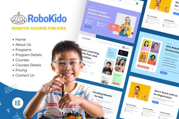 Download Robokido - Online Learning Courses for Kids Elementor Template Kit