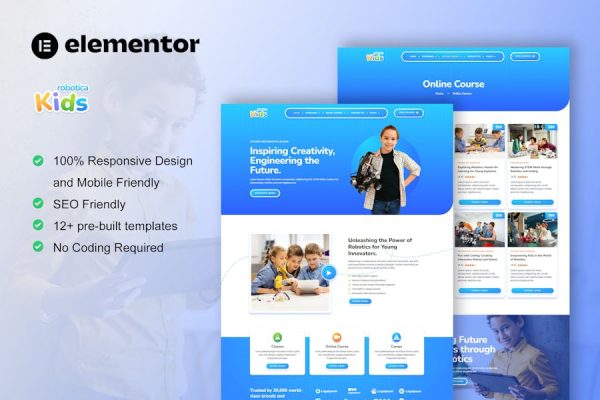 Download RoboticaKids - Kid Robotic School Elementor Pro Template Kit