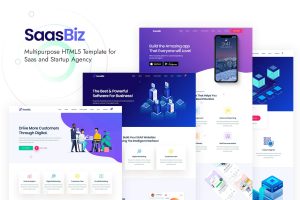 Download SaasBiz - Saas Startup HTML Template Illustration Based & Clean and Modern Design | Saas, startup & Software landing page website