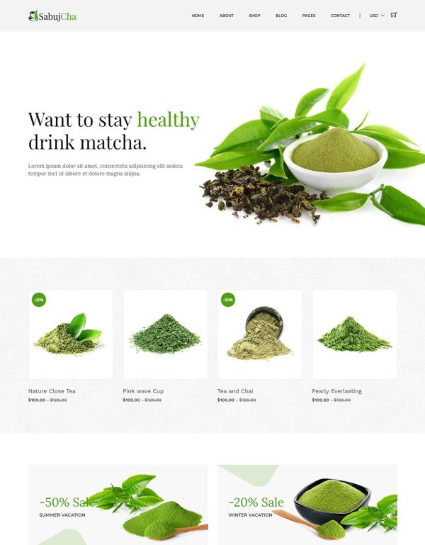 Download Sabujcha - Tea Store HTML Template Sabujcha has an intuitive visual interface and fully responsive layout