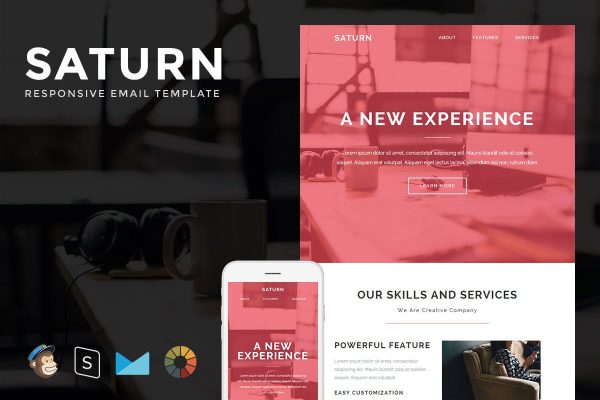 Download Saturn - Responsive Email + StampReady Builder Saturn is clean and modern email template is awesome design for your corporate and business email.