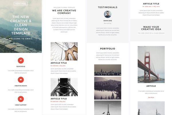 Download Sentinel - Responsive Email + StampReady Builder ​ Sentinel is clean and modern email template is awesome design for your corporate and business.