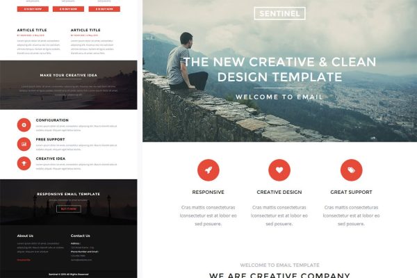 Download Sentinel - Responsive Email + StampReady Builder ​ Sentinel is clean and modern email template is awesome design for your corporate and business.