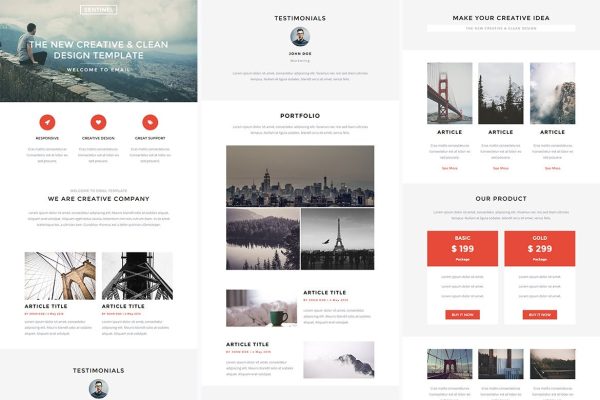 Download Sentinel - Responsive Email + StampReady Builder ​ Sentinel is clean and modern email template is awesome design for your corporate and business.