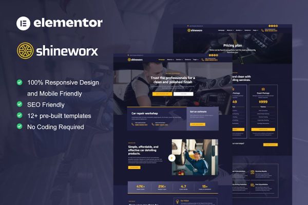 Download ShineWorx - Car Detailing Service & Car Repair Elementor Pro Template Kit