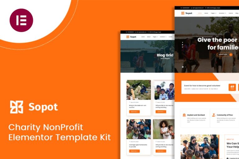 Download Sopot - Charity Elementor Pro Template Kit