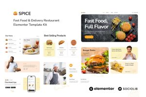 Download Spice - Fast Food & Delivery Restaurant Elementor Template Kit