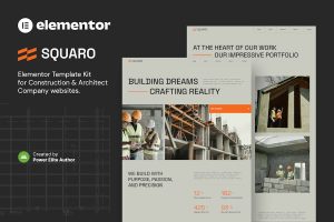 Download Squaro – Modern Construction & Architect Elementor Template Kit