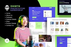 Download Swarra - Podcast Streaming & Merchandise Store Template Kit