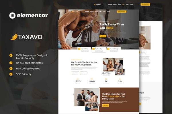 Download Taxavo - Tax Advisor & Financial Consulting Elementor Template Kit
