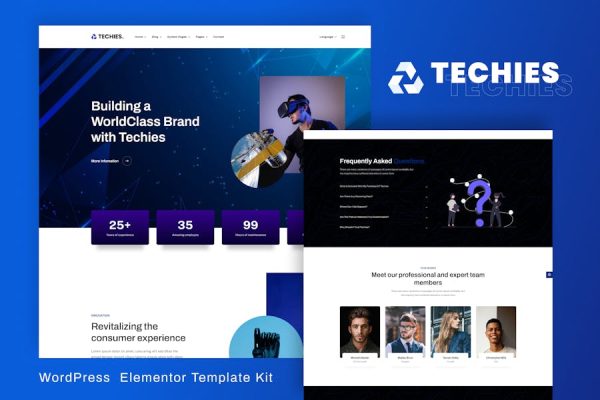 Download Techies - Technology Branding Agency Elementor Pro Template Kit