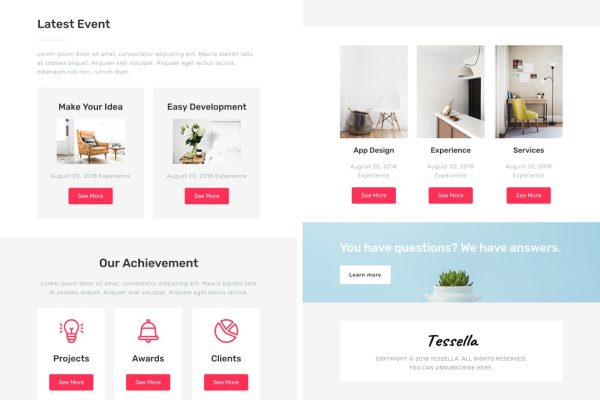 Download Tessella - Responsive Email + StampReady Builder Tessella is clean and minimal email template is awesome design for your corporate and business.