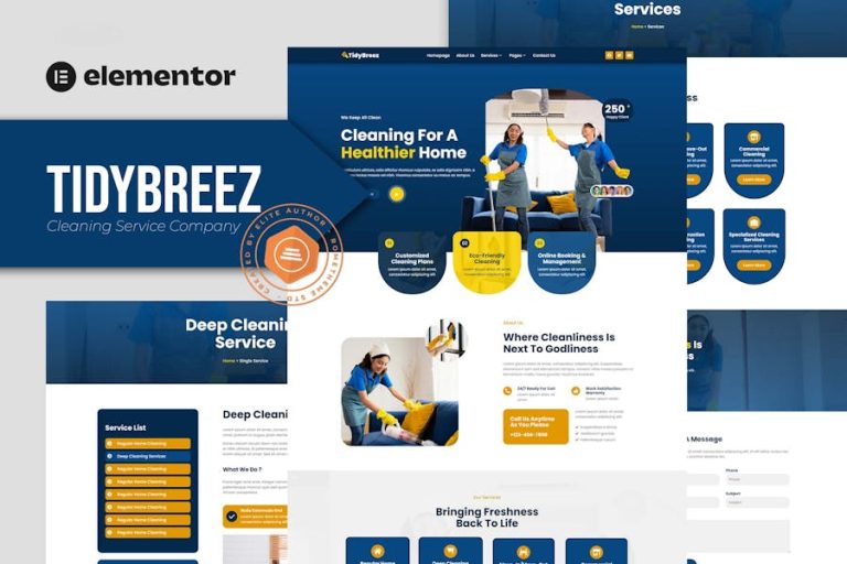 Download Tidybreez - Cleaning Service Company Elementor Template Kit