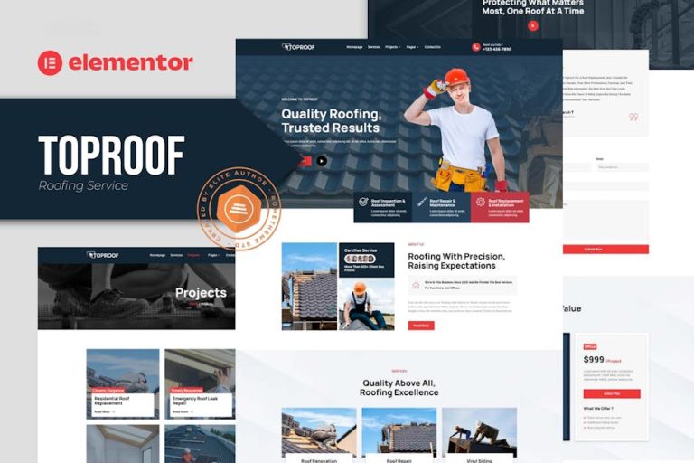 Download Toproof - Roofing Service Elementor Template Kit