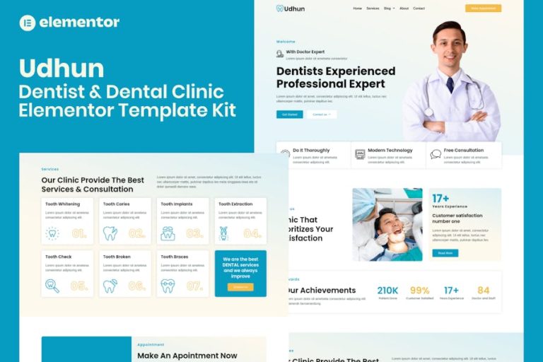 Download Udhun - Dentist & Dental Clinic Elementor Pro Template Kit
