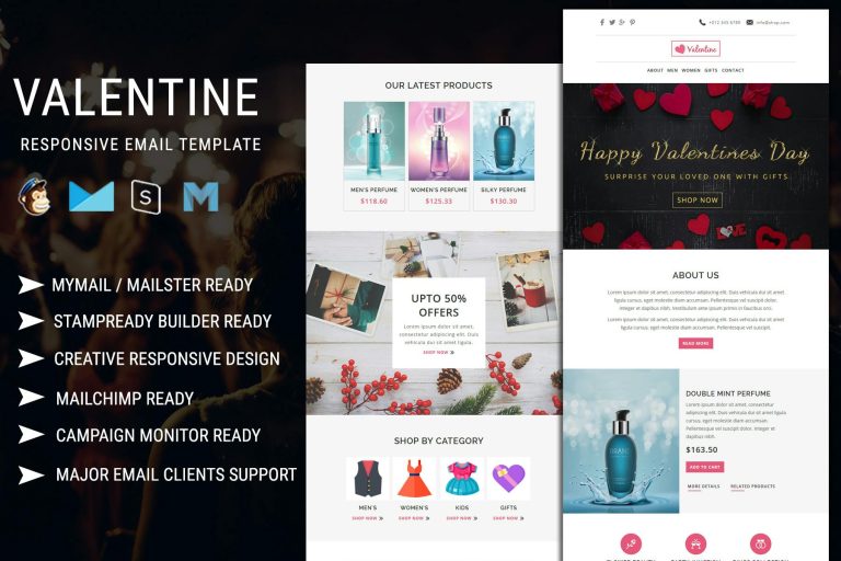 Download Valentine - Responsive Email Template Best Valentine Email Templates having attractive 50+ Modules& Useful for business promotions