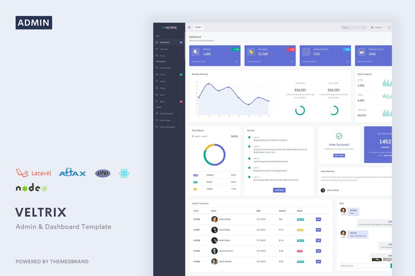 Veltrix - Admin & Dashboard Template Veltrix is a premium and fully ...