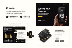 Download Walley - Fintech Startup Mobile App Elementor Template Kit