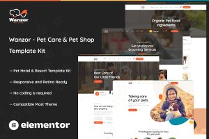 Download Wanzor - Pet Care & Pet Shop Elementor Pro Template Kit