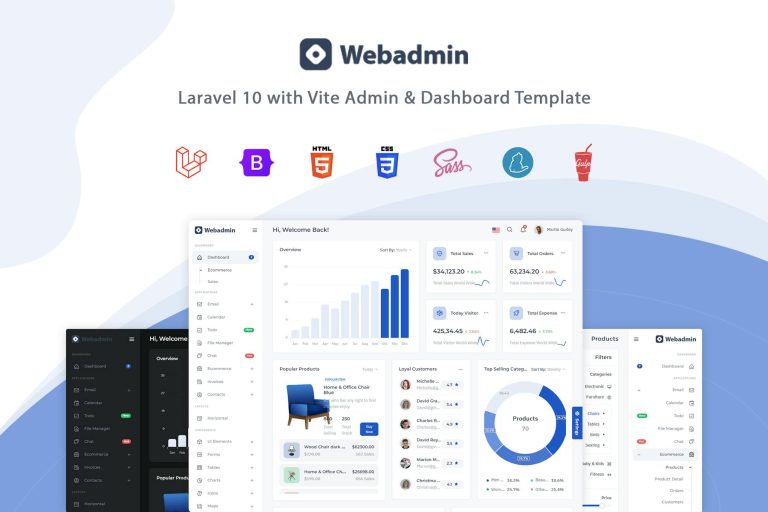 Download Webadmin - Laravel Admin & Dashboard Template WebAdmin is a Laravel 10 with Vite and Bootstrap v5.1.3-based fully responsive admin template
