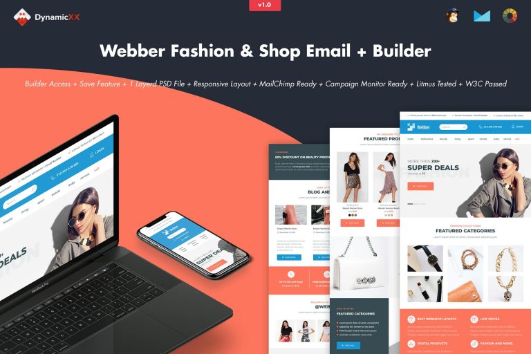 Download Webber - Fashion, Shop & Store Email + Builder Webber - Fashion, Shop & Store HTML Email Template + Online Builder