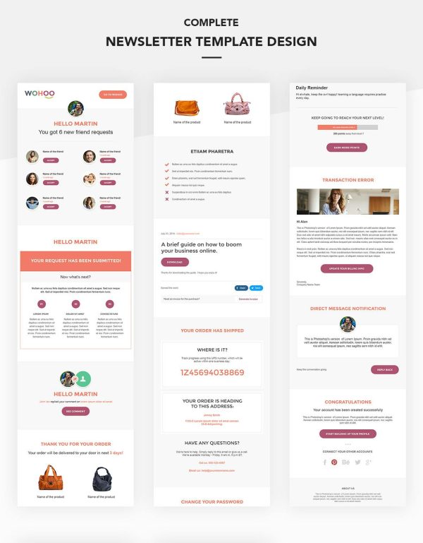 Download WOHOO - Beautiful Email Notifications Template This beautiful email notification template offers 15 unique modules with fully responsive designs.