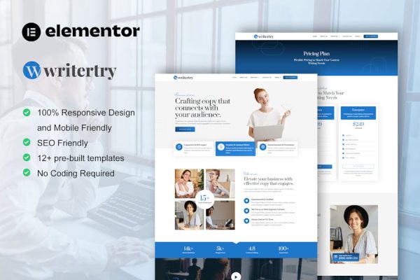 Download Writertry - Content Writing Service Agency Elementor Kit