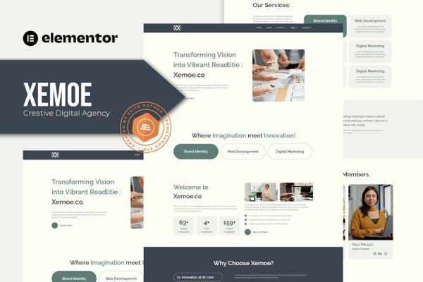 Download Xemoe - Digital Creative Agency Elementor Template Kit