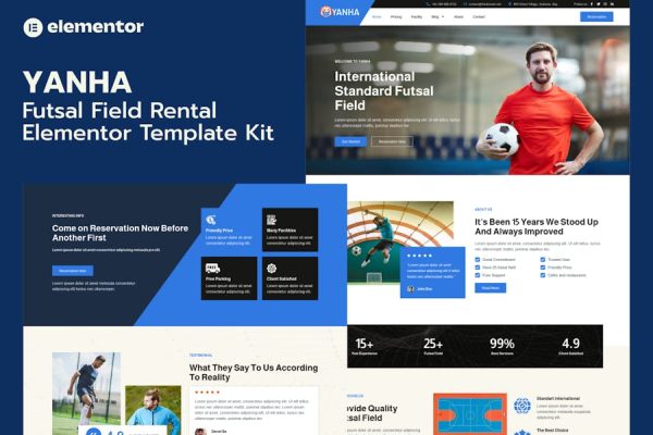 Download Yanha - Futsal Field Rental Elementor Pro Template Kit