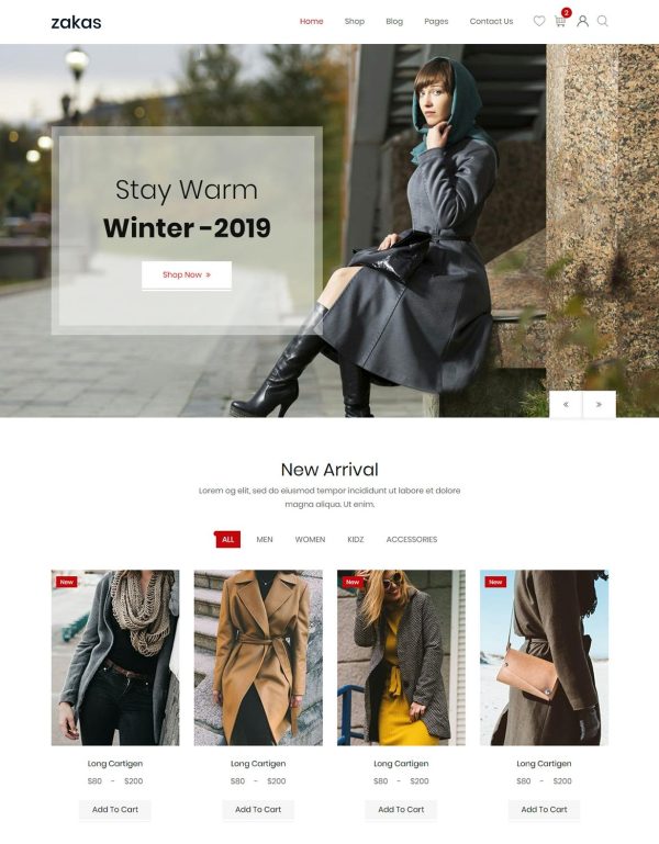 Download Zakas - Fashion HTML Template  A Total of 52 HTML pages including 10 Homepages, 8 Shop Pages, 12 Product Page and 7 Blog pages