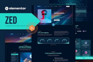 Download Zed - Programmer Resume & Portfolio Elementor Template Kit