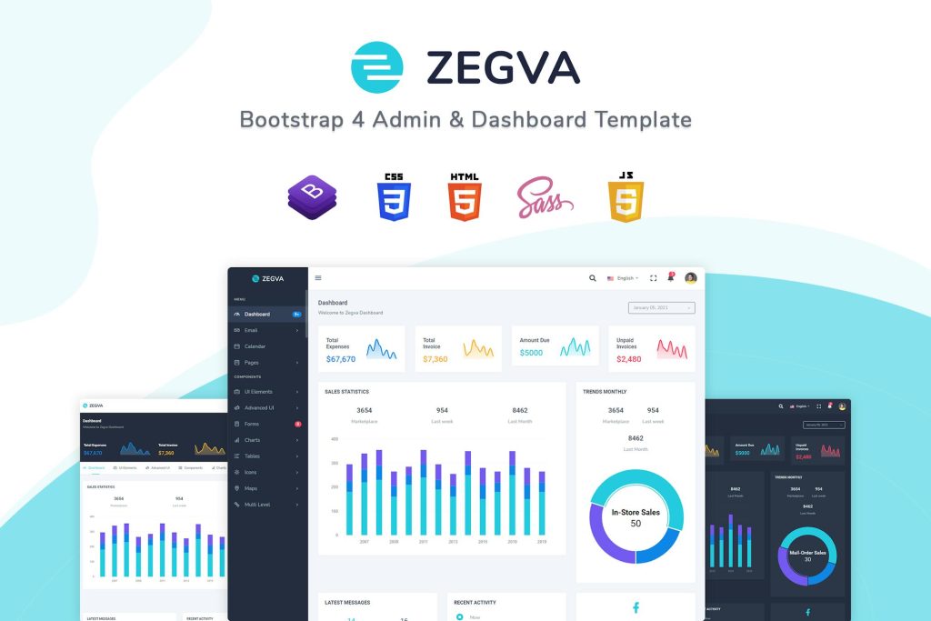 Zegva - Bootstrap 4 Admin & Dashboard Template Hexzy admin is based on ...