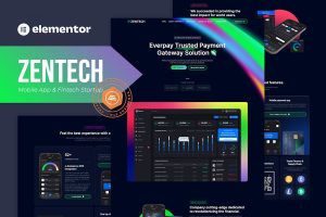 Download Zentech - Mobile App & Fintech Startup Elementor Template Kit