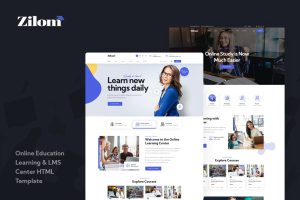 Download Zilom - Online Education Learning HTML Template perfect for any school, university, college, academy, tuition center, language, elearning