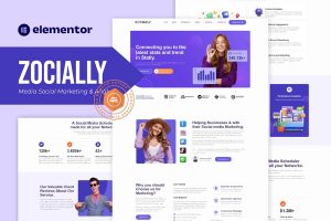 Download Zocially - Social Media Marketing & Analythic Elementor Template Kit