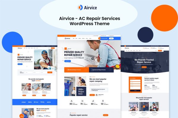 Download Airvice - AC Repair Services WordPress Theme Perfect for firms offering heater and air conditioner repair, replacement, and installation etc.