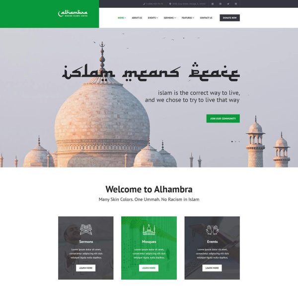 Download Alhambra Islamic Centre WordPress Theme + RTL