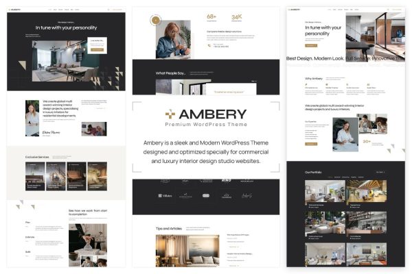 Download Ambery - Interior Design WordPress Theme Theme designed and optimized for Commercial and Luxury Interior Design Studio Website.