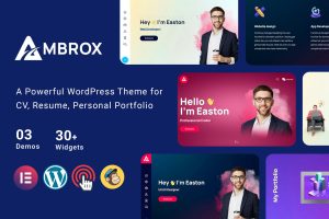 Download Ambrox - Personal Portfolio Resume Theme Ambrox theme is an amazing Minimal Personal Portfolio WordPress Theme which is extremely easy to use