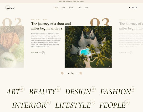 Download Andaaz - Lifestyle and Travel Blog WordPress Theme For all modern creative, Lifestyle magazine , and travel blog website