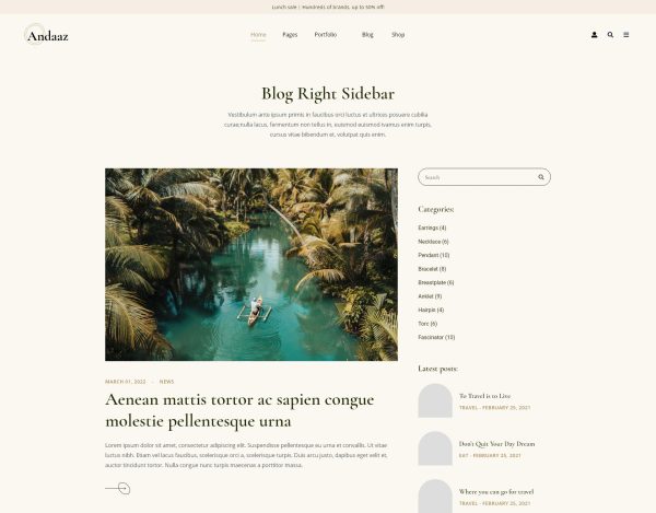 Download Andaaz - Lifestyle and Travel Blog WordPress Theme For all modern creative, Lifestyle magazine , and travel blog website