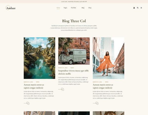 Download Andaaz - Lifestyle and Travel Blog WordPress Theme For all modern creative, Lifestyle magazine , and travel blog website