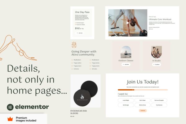 Download Ativo - Pilates Yoga Fitnesws Studio WordPress The Ultimate Elementor Pro WordPress Niche Yoga Pilates and Sport Clubs theme
