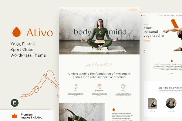 Download Ativo - Pilates Yoga Fitnesws Studio WordPress The Ultimate Elementor Pro WordPress Niche Yoga Pilates and Sport Clubs theme