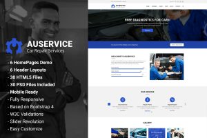 Download Auservice - Auto Mechanic & Repair HTML Template Auto Mechanic & Repair free ecommerce portfolio landing page blog dashboard bootstrap animated