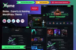 Download Bame - eSports and Gaming WordPress Theme Bame – eSports and Gaming WordPress is a minimal & Contemporary Bootstrap Based WordPress Theme